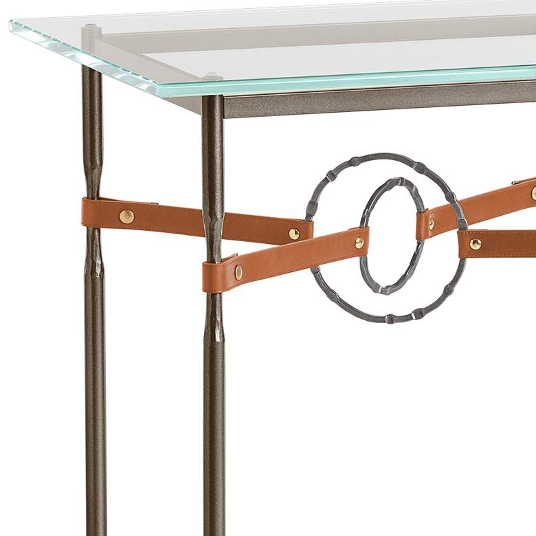 Equus 22 inchW Bronze Chestnut Straps w/ Smoke Rings Side Table more views