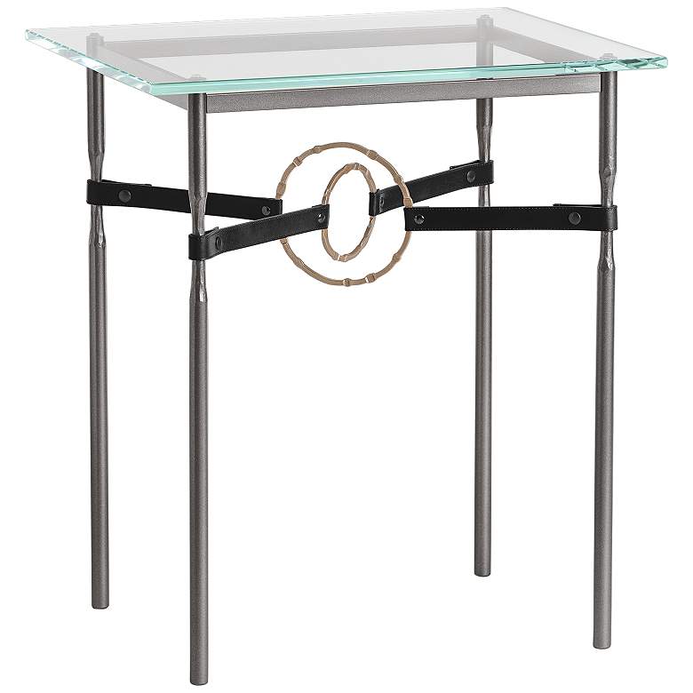 Image 1 Equus 22 inchW Dark Smoke Black Straps w/ Gold Rings Side Table