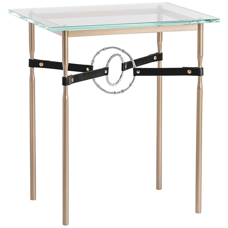 Image 1 Equus 22"W Gold Black Straps with Sterling Rings Side Table
