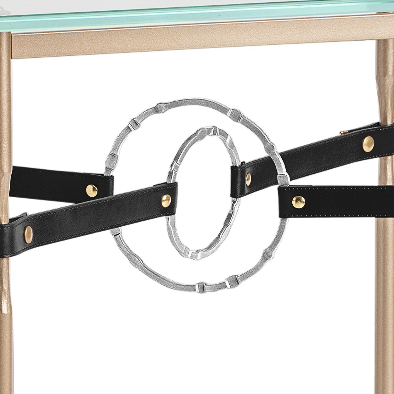 Image 3 Equus 22"W Gold Black Straps with Sterling Rings Side Table more views