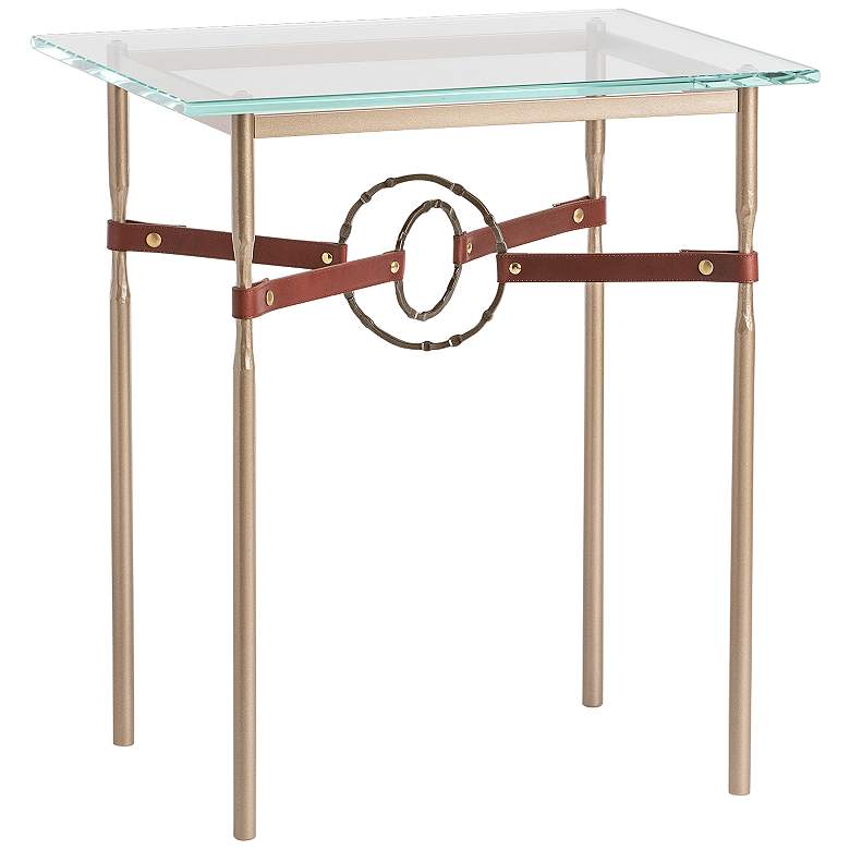 Equus 22 inchW Gold Brown Straps with Bronze Rings Side Table