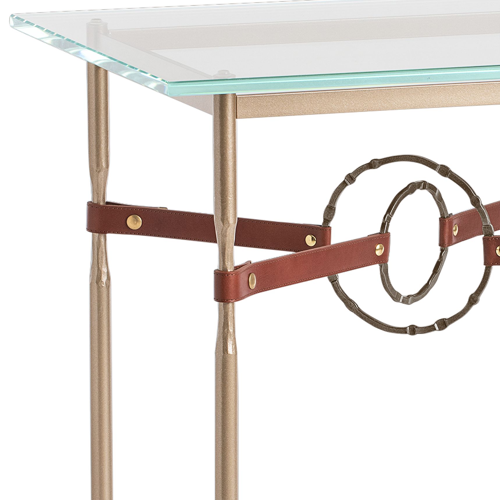 Image 2 Equus 22"W Gold Brown Straps with Bronze Rings Side Table more views