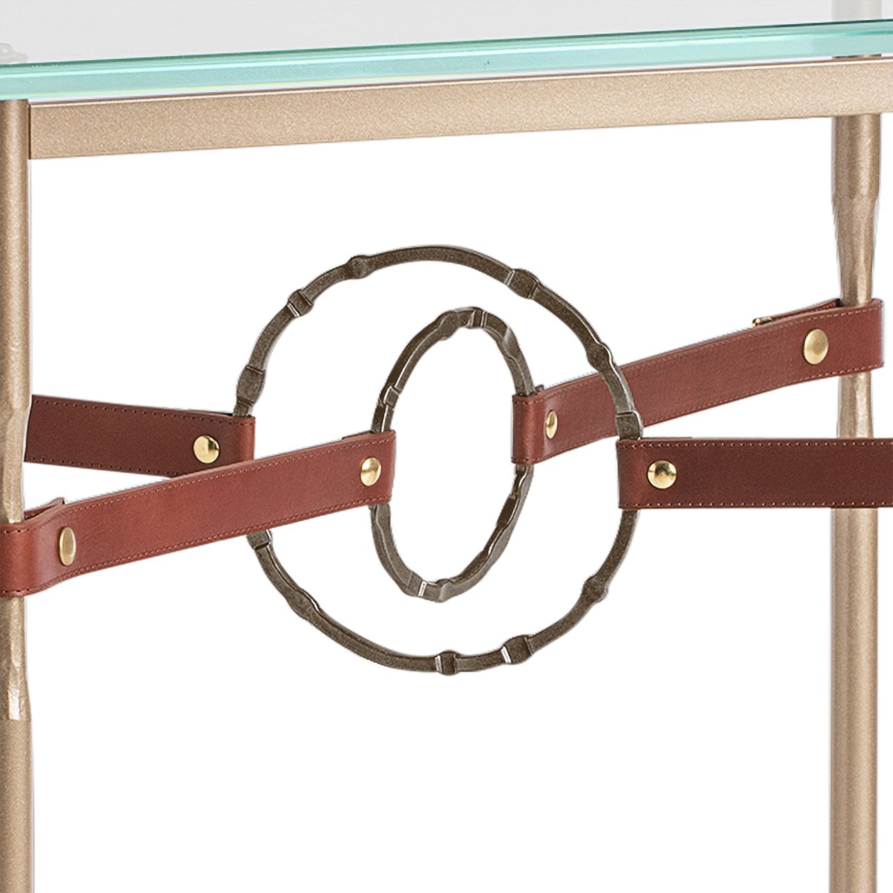 Image 3 Equus 22"W Gold Brown Straps with Bronze Rings Side Table more views