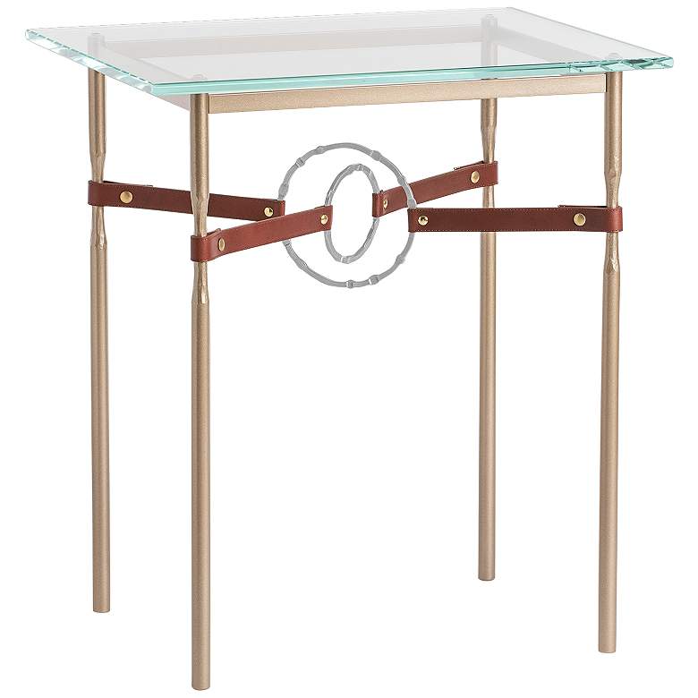 Equus 22 inchW Gold Brown Straps with Platinum Rings Side Table