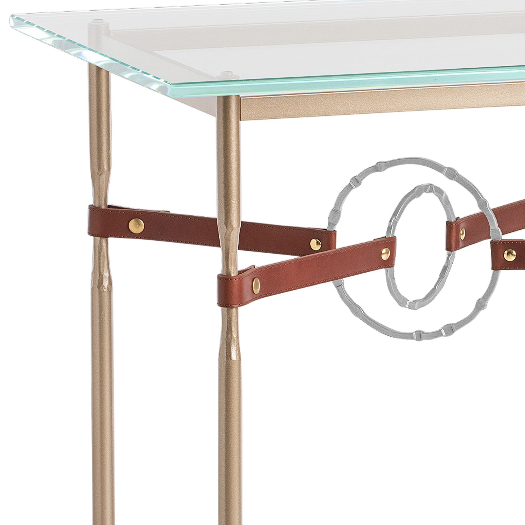 Image 2 Equus 22"W Gold Brown Straps with Platinum Rings Side Table more views