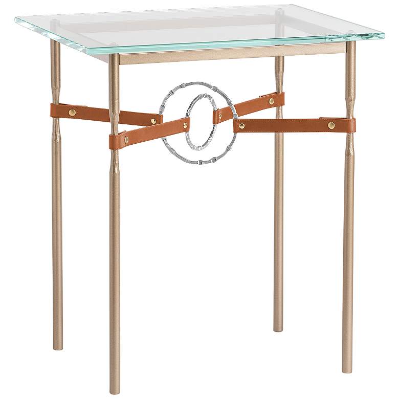 Image 1 Equus 22"W Gold Chestnut Straps w/ Sterling Rings Side Table