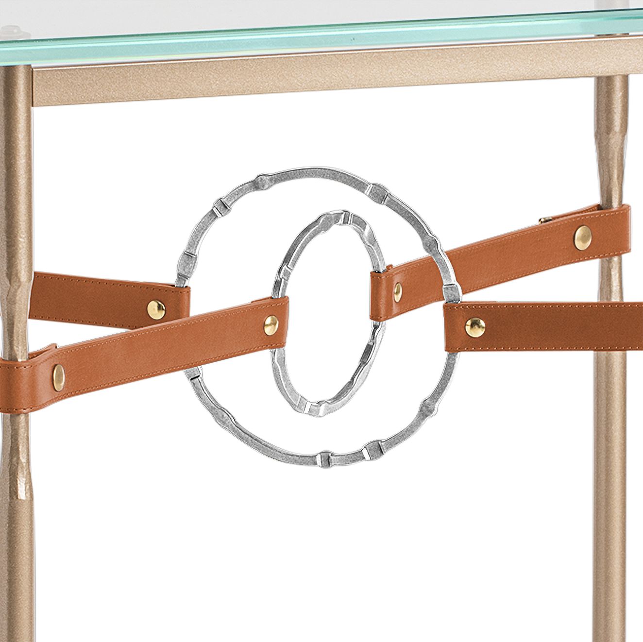 Image 3 Equus 22"W Gold Chestnut Straps w/ Sterling Rings Side Table more views
