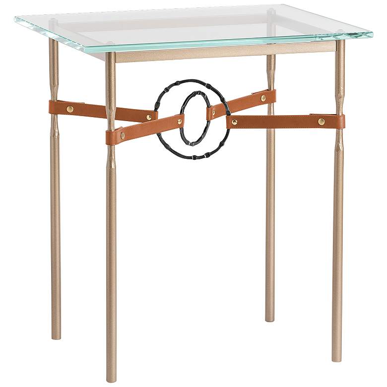 Image 1 Equus 22"W Gold Chestnut Straps with Black Rings Side Table