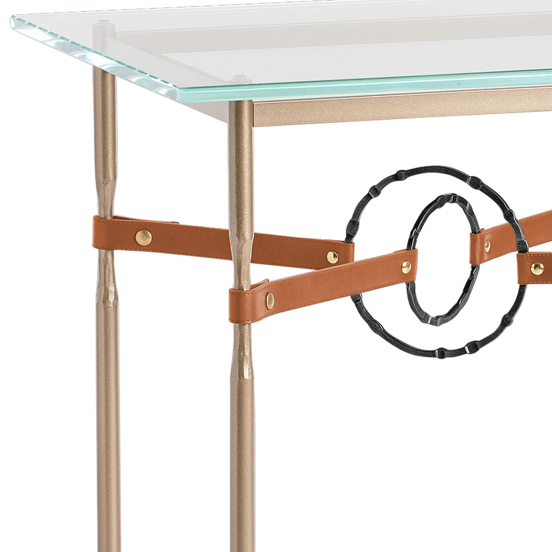 Image 2 Equus 22"W Gold Chestnut Straps with Black Rings Side Table more views