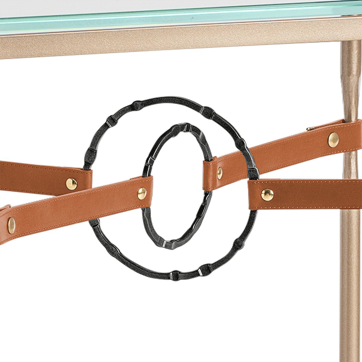 Image 3 Equus 22"W Gold Chestnut Straps with Black Rings Side Table more views