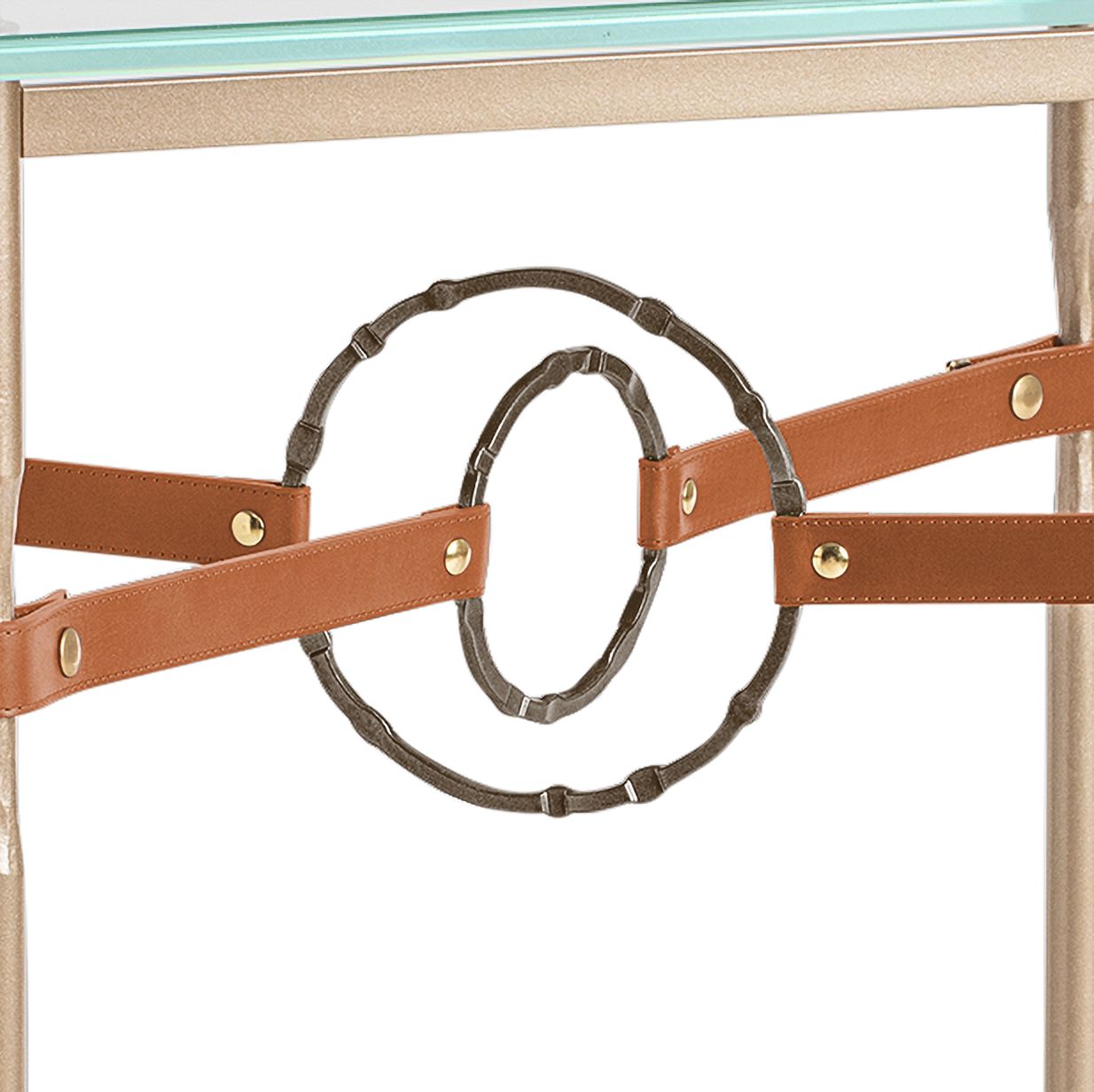 Image 3 Equus 22"W Gold Chestnut Straps with Bronze Rings Side Table more views