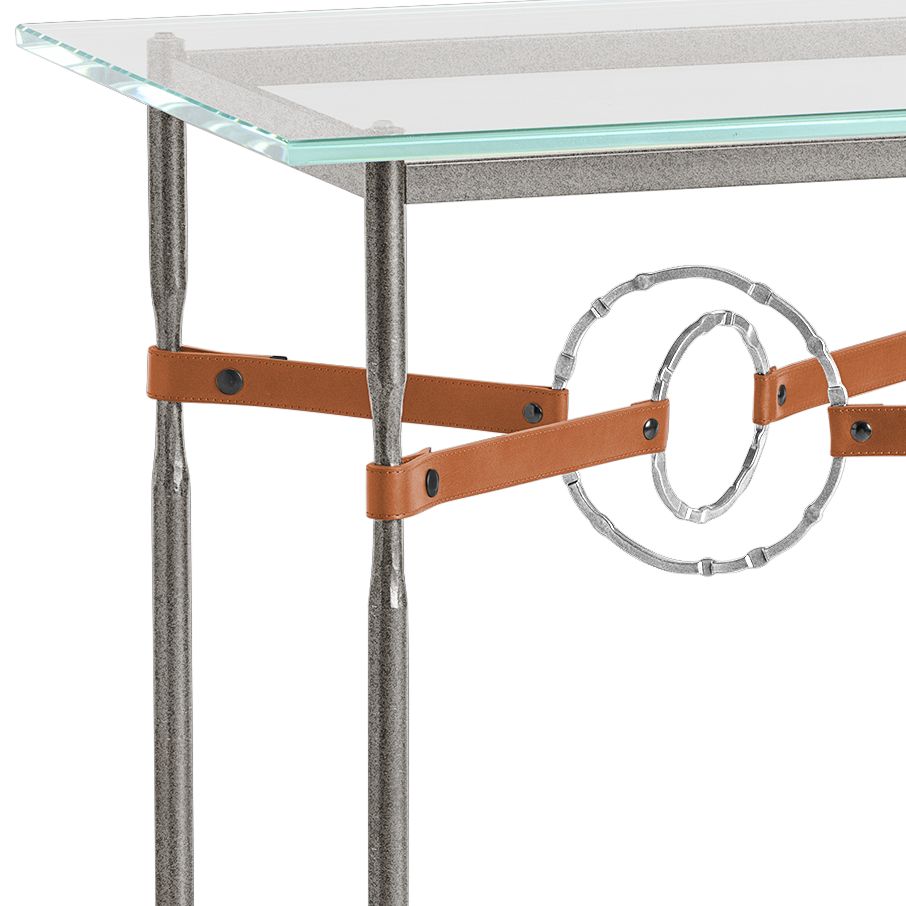 Image 2 Equus 22"W Iron Side Table with Sterling Ring Chestnut Strap more views