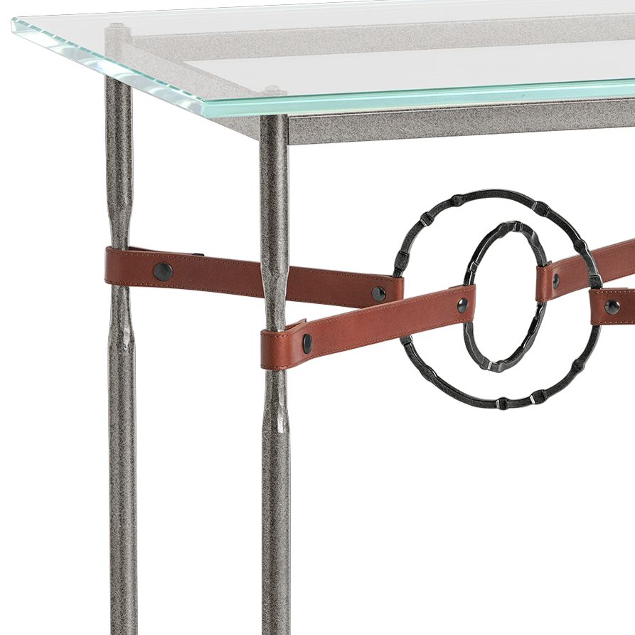 Image 2 Equus 22"W Natural Iron Side Table w/ Black Ring Brown Strap more views