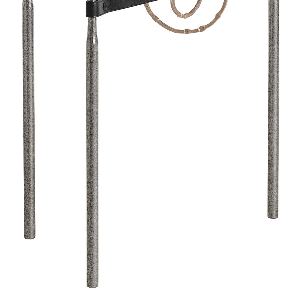 Image 3 Equus 22"W Natural Iron Side Table w/ Gold Ring Black Strap more views