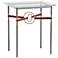 Equus 22"W Natural Iron Side Table w/ Gold Ring Brown Strap