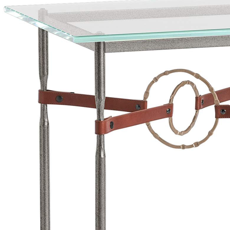 Equus 22 inchW Natural Iron Side Table w/ Gold Ring Brown Strap more views