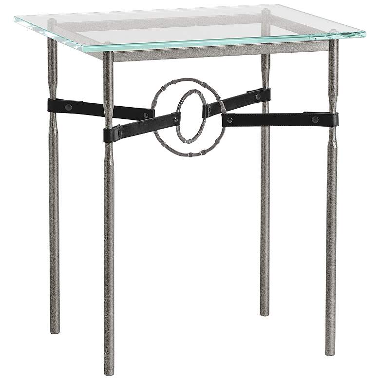 Equus 22&quot;W Natural Iron Side Table w/ Smoke Ring Black Strap