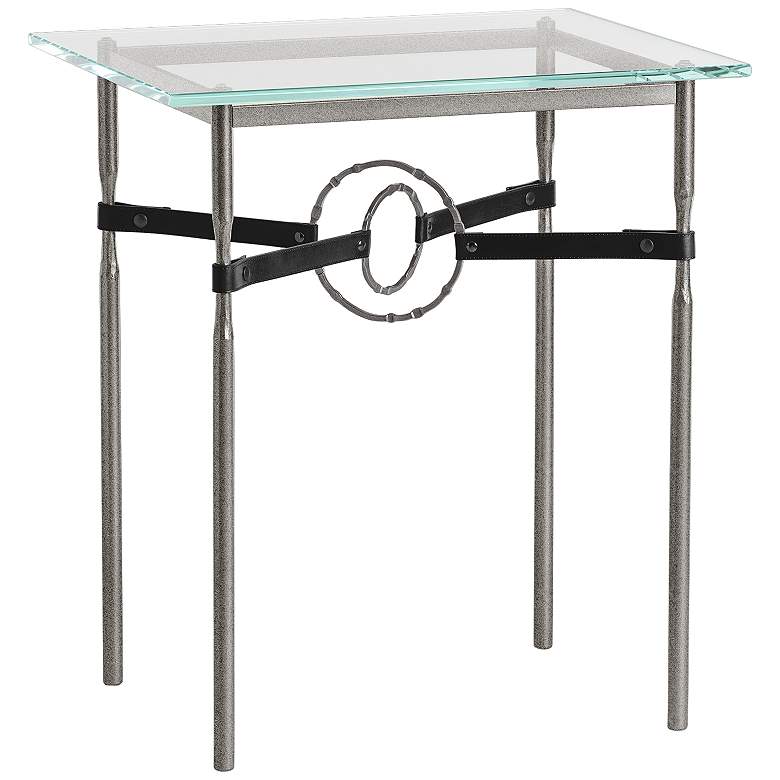 Image 1 Equus 22 inchW Natural Iron Side Table w/ Smoke Ring Black Strap