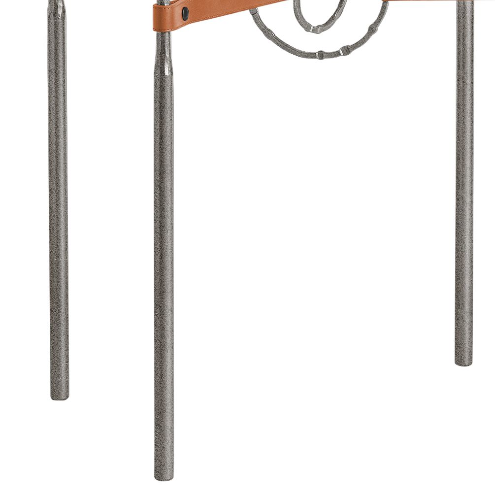 Image 3 Equus 22"W Natural Iron Side Table with Ring Chestnut Strap more views