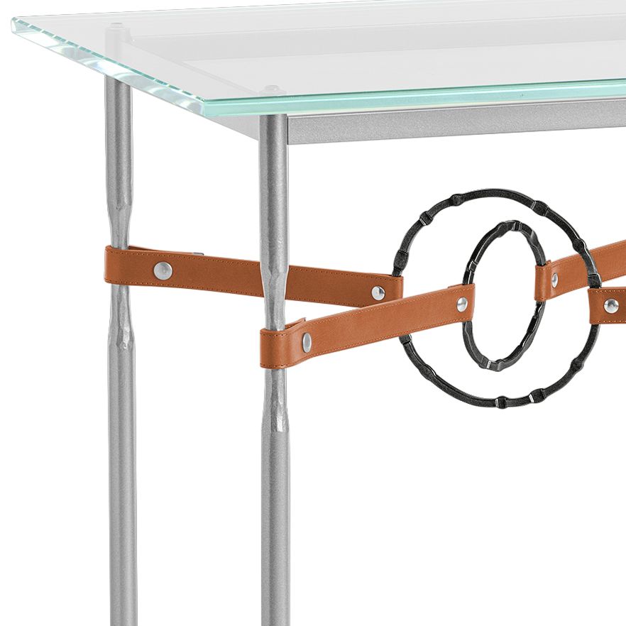 Image 2 Equus 22"W Platinum Side Table w/ Black Ring Chestnut Strap more views