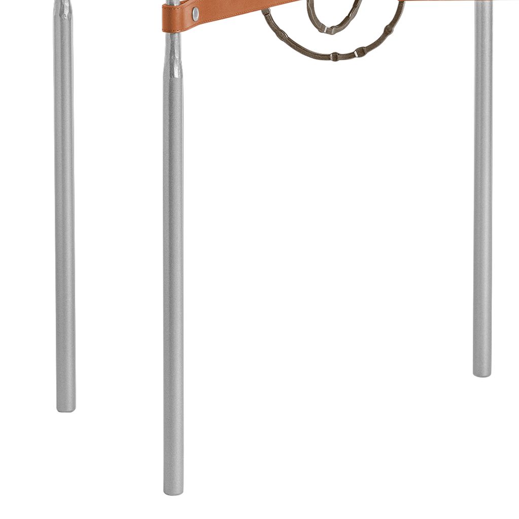 Image 3 Equus 22"W Platinum Side Table w/ Bronze Ring Chestnut Strap more views