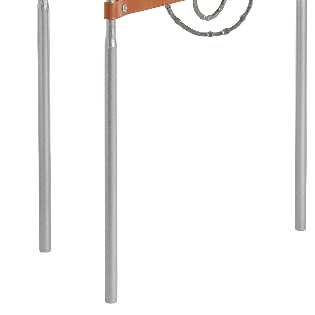 Image 3 Equus 22"W Platinum Side Table w/ Iron Ring Chestnut Strap more views