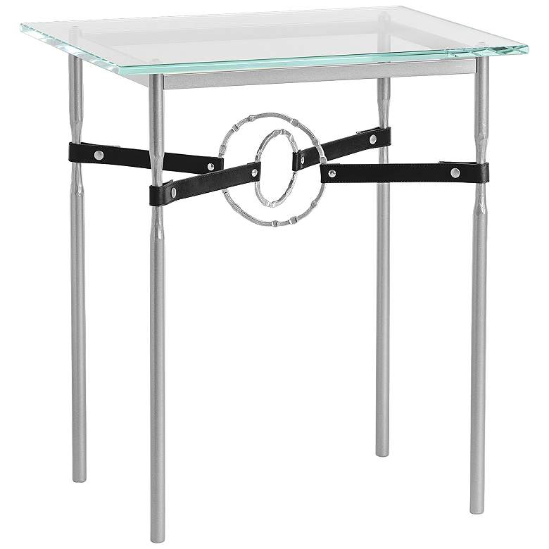 Equus 22&quot;W Platinum Side Table w/ Sterling Ring Black Strap