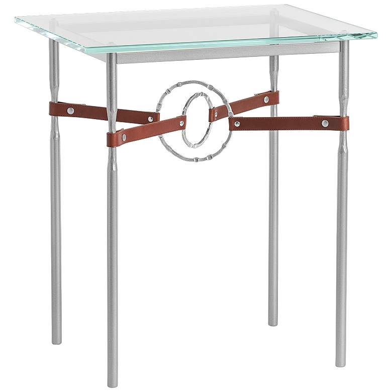 Image 1 Equus 22 inchW Platinum Side Table w/ Sterling Ring Brown Strap