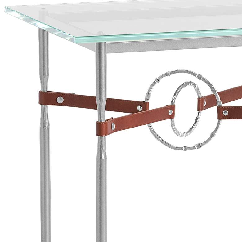 Equus 22 inchW Platinum Side Table w/ Sterling Ring Brown Strap more views