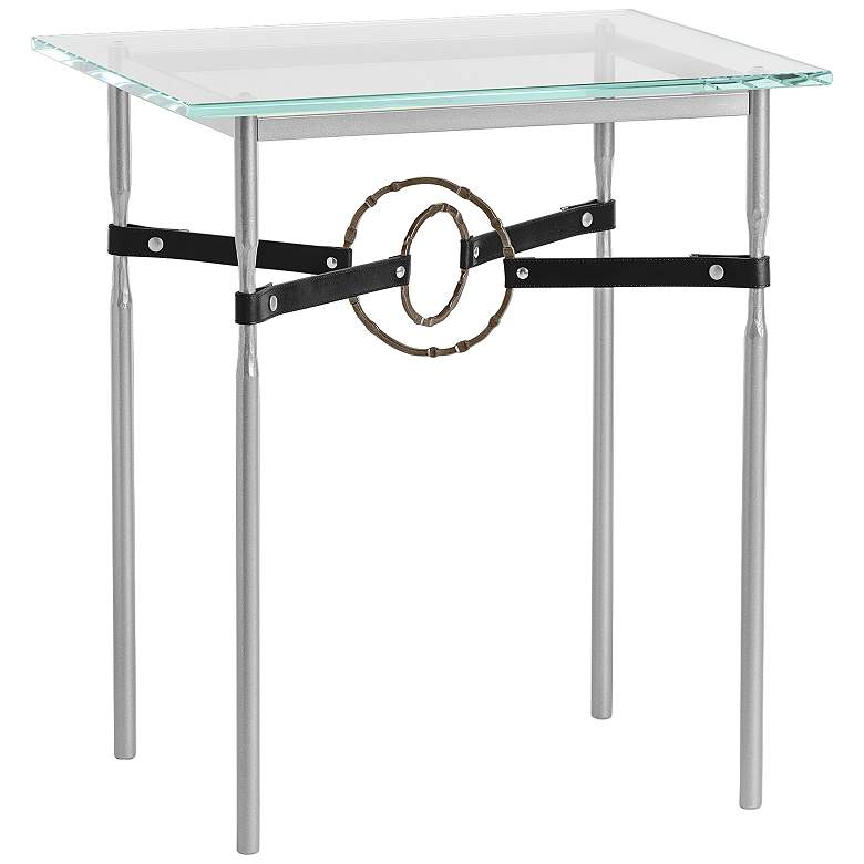Image 1 Equus 22 inchW Platinum Side Table with Bronze Ring Black Strap