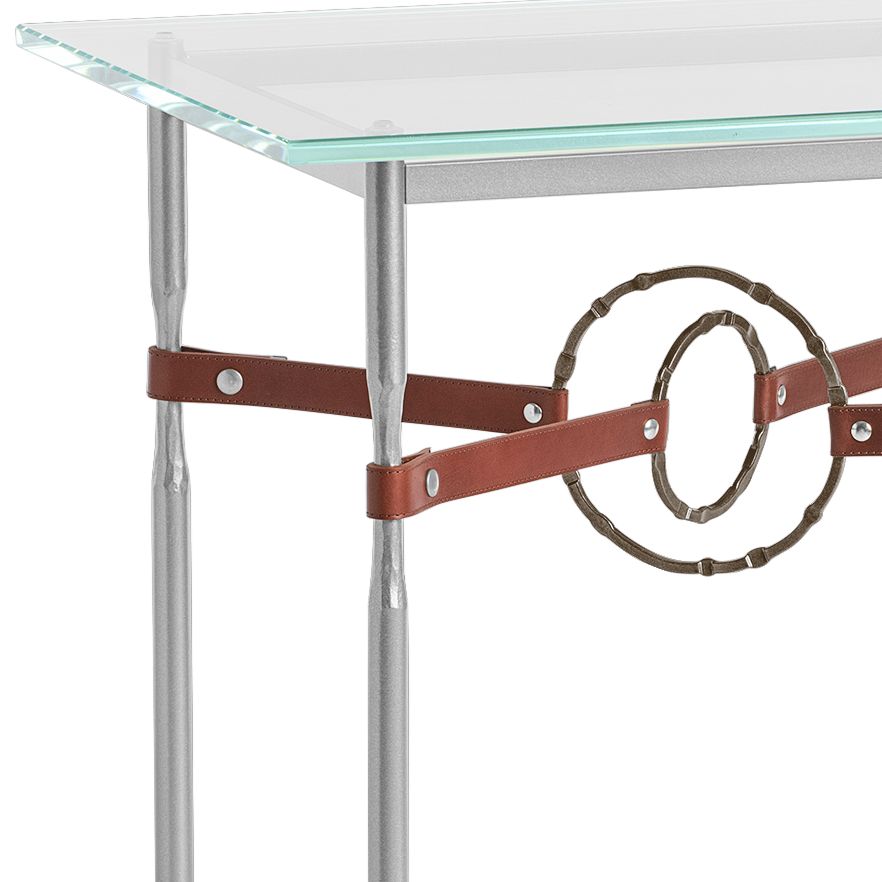 Image 2 Equus 22"W Platinum Side Table with Bronze Ring Brown Strap more views