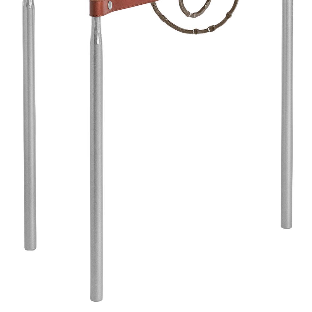 Image 3 Equus 22"W Platinum Side Table with Bronze Ring Brown Strap more views