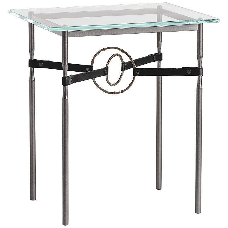 Equus 22&quot;W Smoke Black Straps with Bronze Rings Side Table