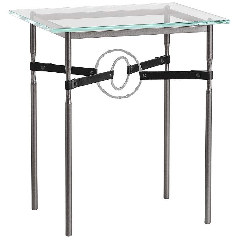 Equus 22&quot;W Smoke Black Straps with Platinum Rings Side Table