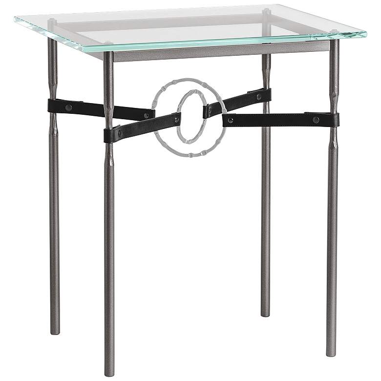 Image 1 Equus 22 inchW Smoke Black Straps with Platinum Rings Side Table