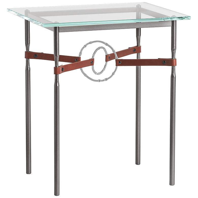 Image 1 Equus 22 inchW Smoke Brown Straps with Platinum Rings Side Table