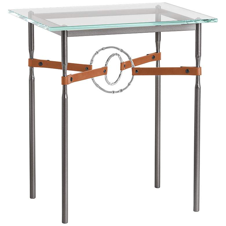 Image 1 Equus 22"W Smoke Chestnut Straps Sterling Rings Side Table
