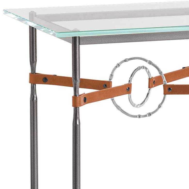 Equus 22 inchW Smoke Chestnut Straps Sterling Rings Side Table more views