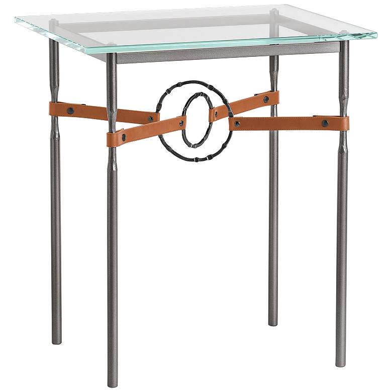 Image 1 Equus 22 inchW Smoke Chestnut Straps with Black Rings Side Table