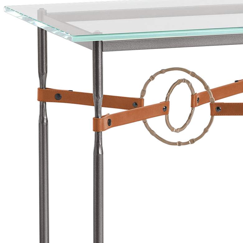 Equus 22 inchW Smoke Chestnut Straps with Gold Rings Side Table more views