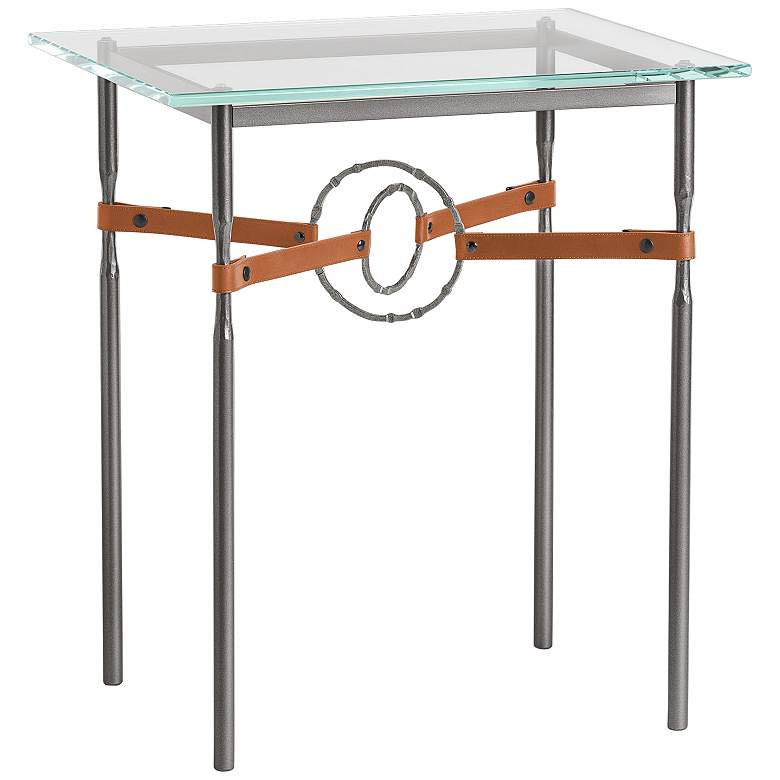 Image 1 Equus 22 inchW Smoke Chestnut Straps with Iron Rings Side Table