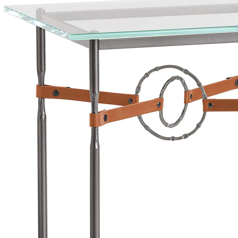 Equus 22 inchW Smoke Chestnut Straps with Iron Rings Side Table more views
