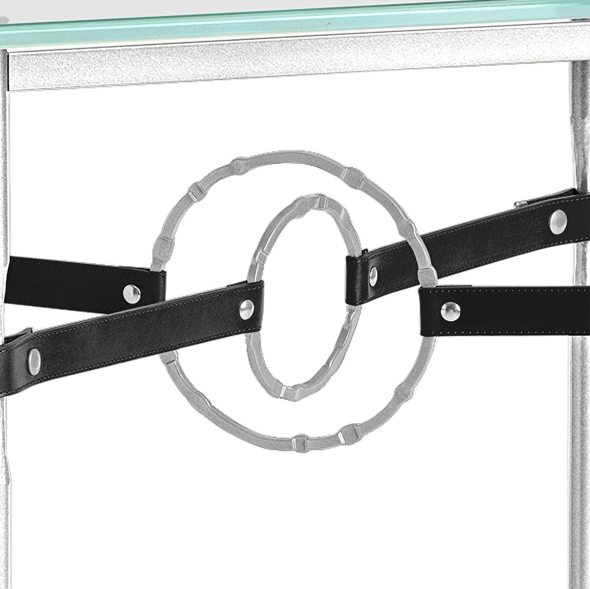 Image 3 Equus 22"W Sterling Black Straps Platinum Rings Side Table more views