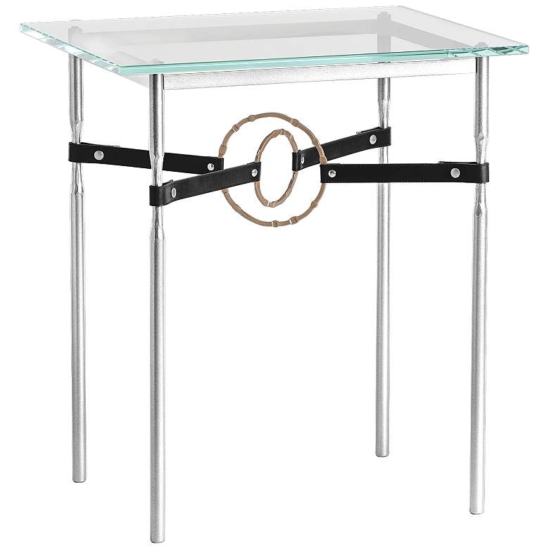 Image 1 Equus 22 inchW Sterling Black Straps with Gold Rings Side Table