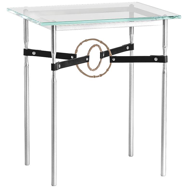 Image 1 Equus 22"W Sterling Black Straps with Gold Rings Side Table