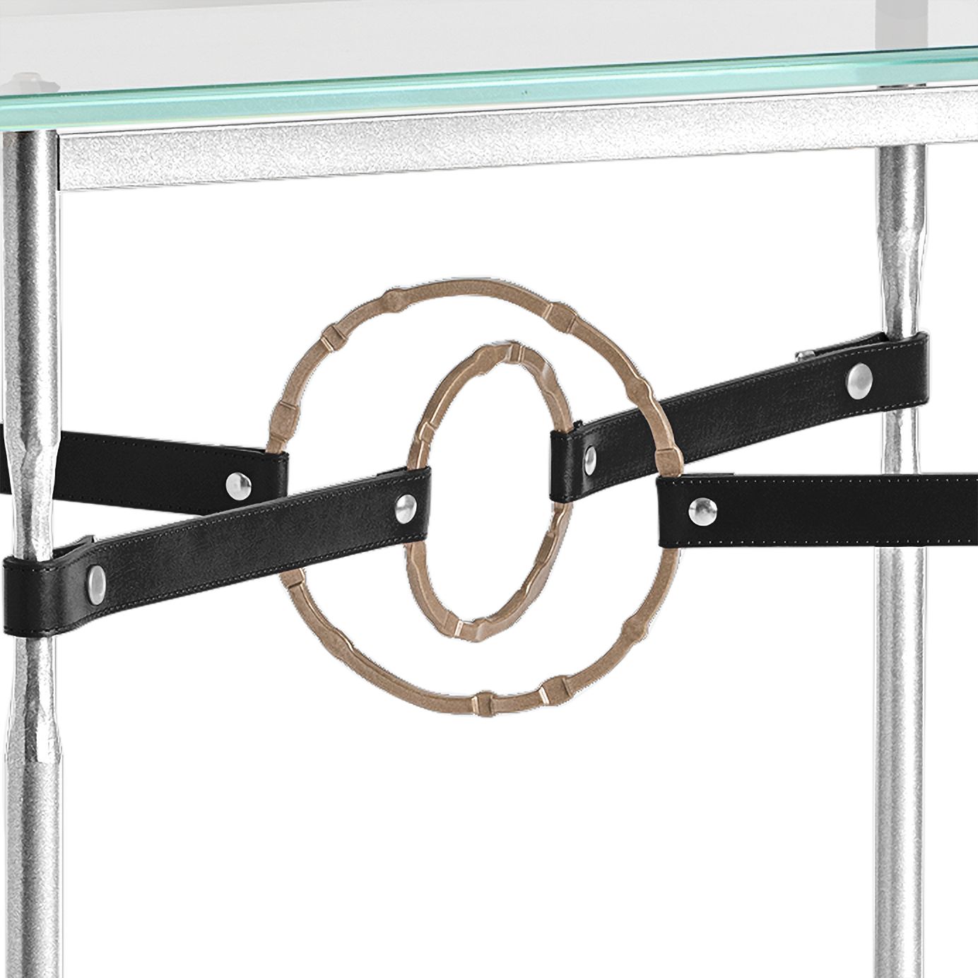 Image 3 Equus 22"W Sterling Black Straps with Gold Rings Side Table more views