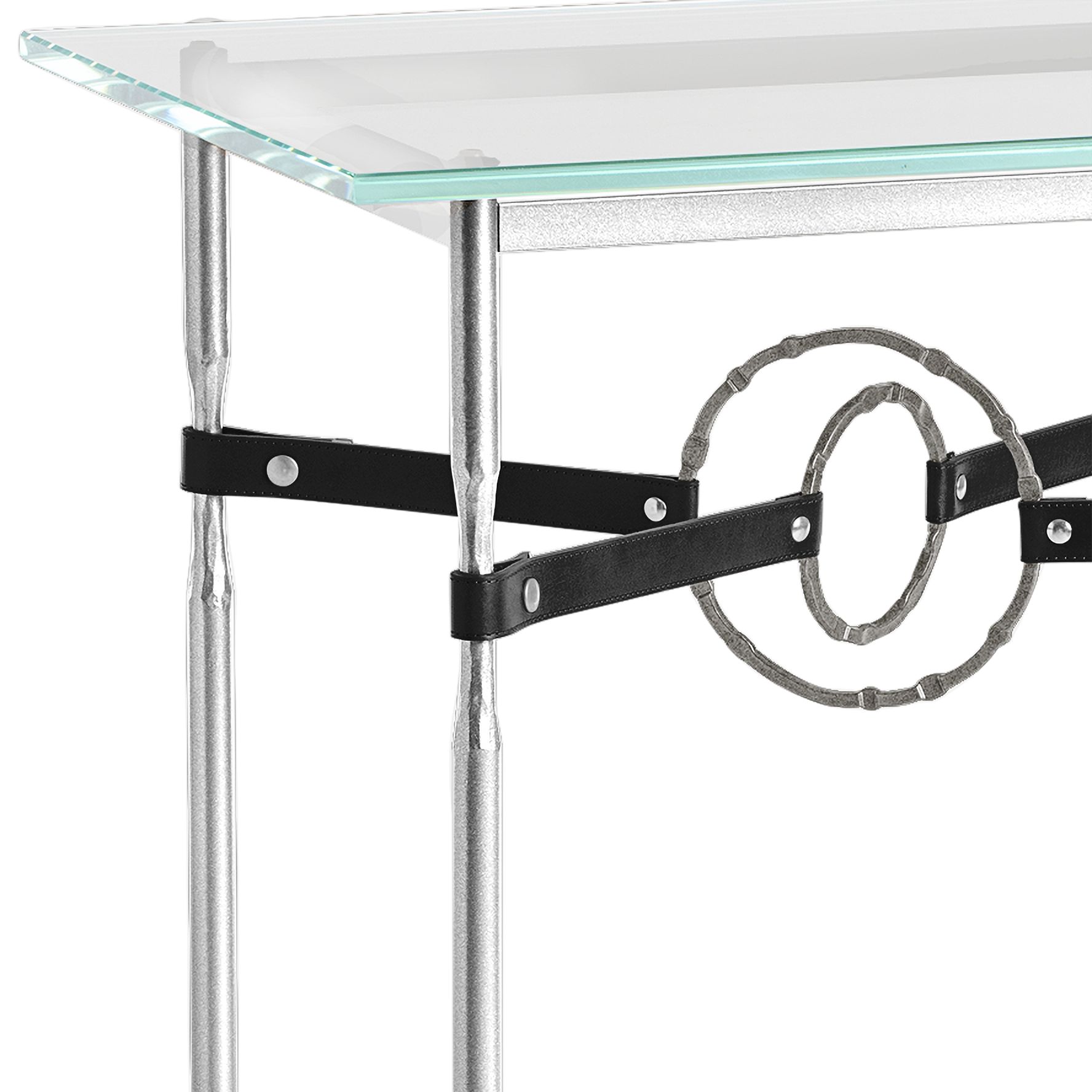 Image 2 Equus 22"W Sterling Black Straps with Iron Rings Side Table more views