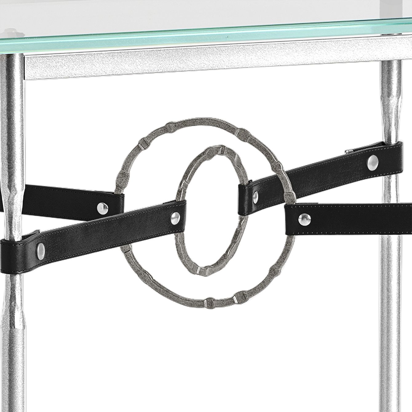Image 3 Equus 22"W Sterling Black Straps with Iron Rings Side Table more views