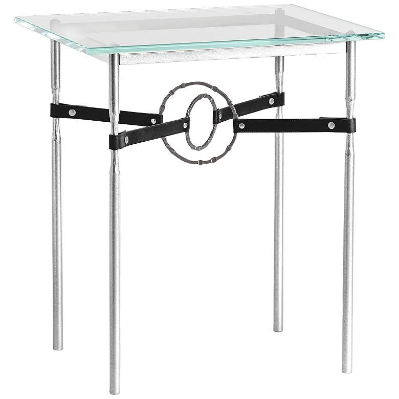 Equus 22 inchW Sterling Black Straps with Smoke Rings Side Table