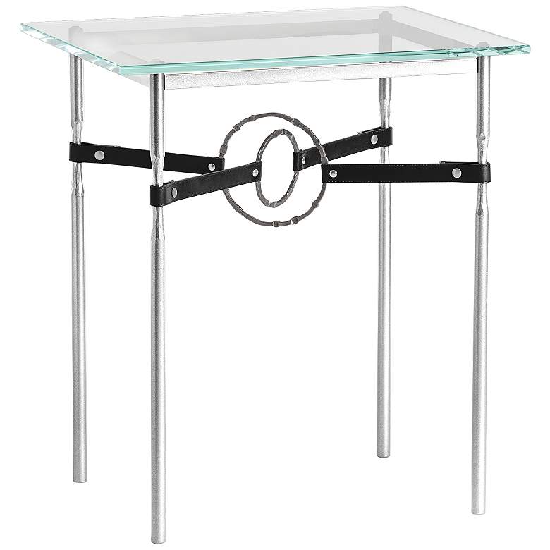 Image 1 Equus 22"W Sterling Black Straps with Smoke Rings Side Table